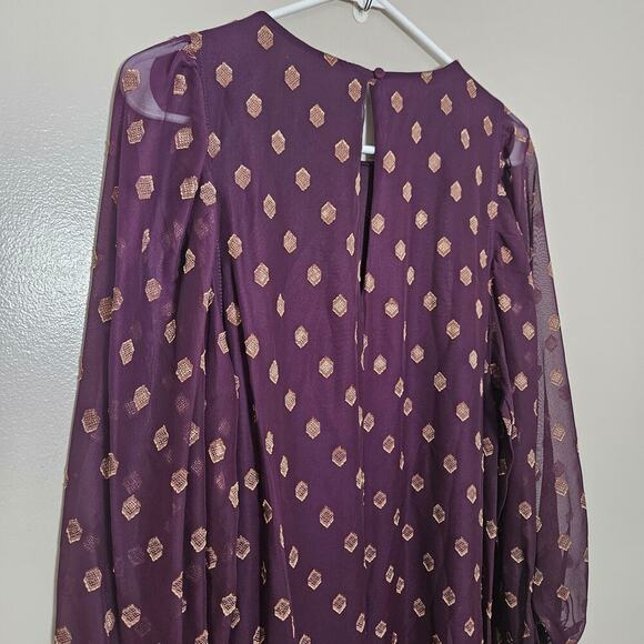 NWT Calvin Klein Shift Dress Sz 8 Aubergine Gold - Picture 8 of 15